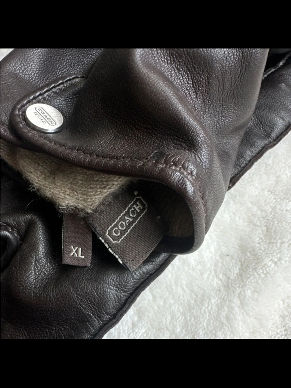 VTG 90s COACH Brown Leather & Cashmere Gloves XL
